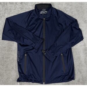 Sun Mountain Rainflex Jacket Women's Large Blue Full Zip Waterproof Stretch Golf